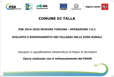 Recupero e riqualificazione infrastrutture di Piazza IV Novembre – con il cofinanziamento del FEASR – PSR 2014/2020 Regione Toscana operazione 7.6.1 – svuluppo e rinnovamento dei villaggi nelle zone rurali